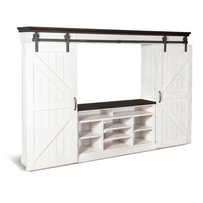 Carriage House - Entertainment Wall - White / Dark Brown - 3599EC