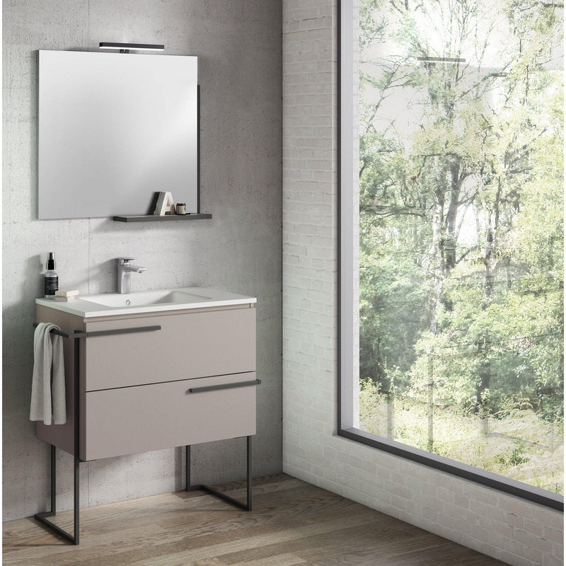 Lucena Bath Scala 24" Single Sink Vanity with Legs and Towel Bar in Abedul, White or Tera. - Backyard Provider