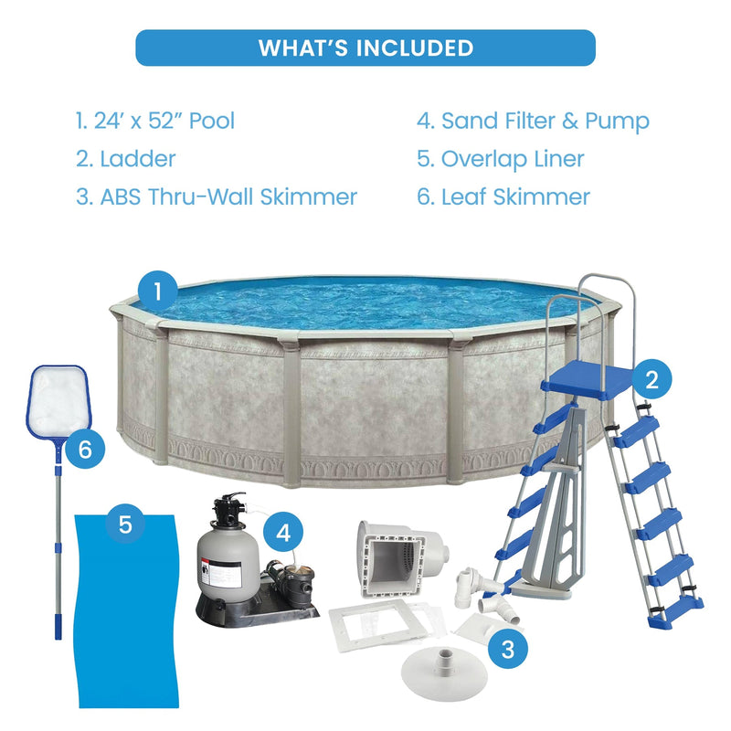 Aquarian Venetian 24ft x 52in Above Ground Swimming Pool with Liner and Skimmer - 99854