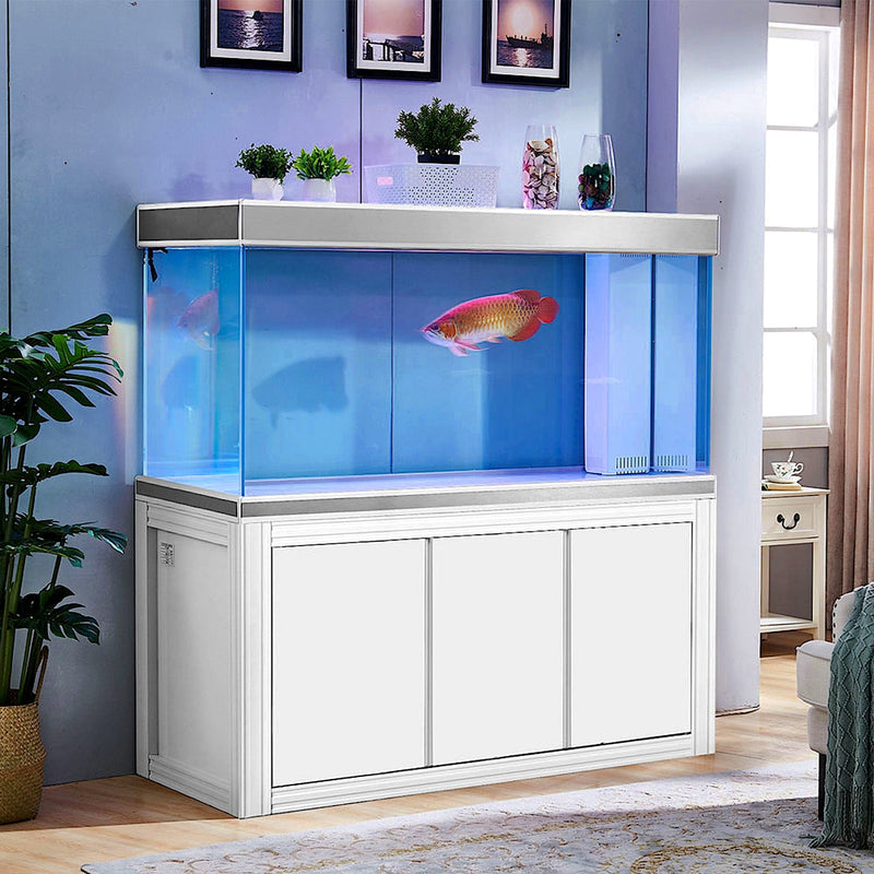 AQUA DREAM 200 GALLON TEMPERED GLASS AQUARIUM WHITE AND SILVER-AD-1560-WS