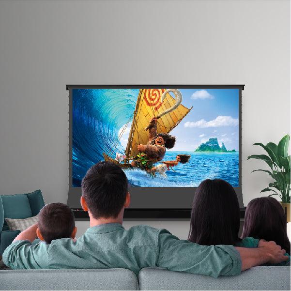 VIVIDSTORM S ALR Perforated Motorized Tension Floor Rising Obsidian Long Throw Projector Screen