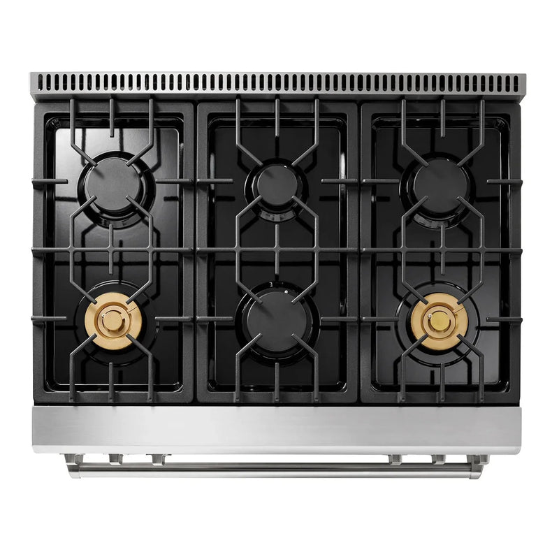 Thor Kitchen Appliance Package - 36 In. Gas Range, Range Hood, Microwave Drawer, AP-TRG3601-C-4