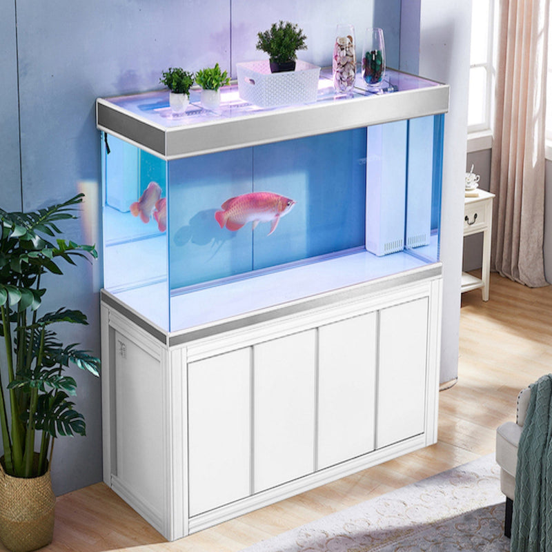 AQUA DREAM TEMPERED GLASS AQUARIUM 235 GALLON FISH TANK COMPLETE SET WHITE & SILVER-AD-1760WS