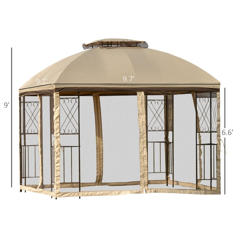 Outsunny 10' x 10' Outdoor Patio Gazebo Canopy with Double Tier Roof - 84C-192