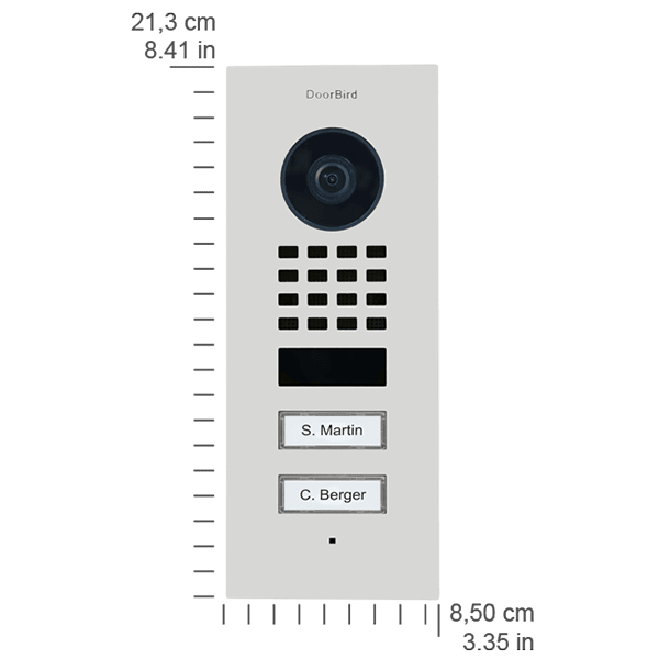 DoorBird D1102V Flush-Mount IP Video Door Station, 2 Call Button in Traffic White, RAL 9016 - 423873933