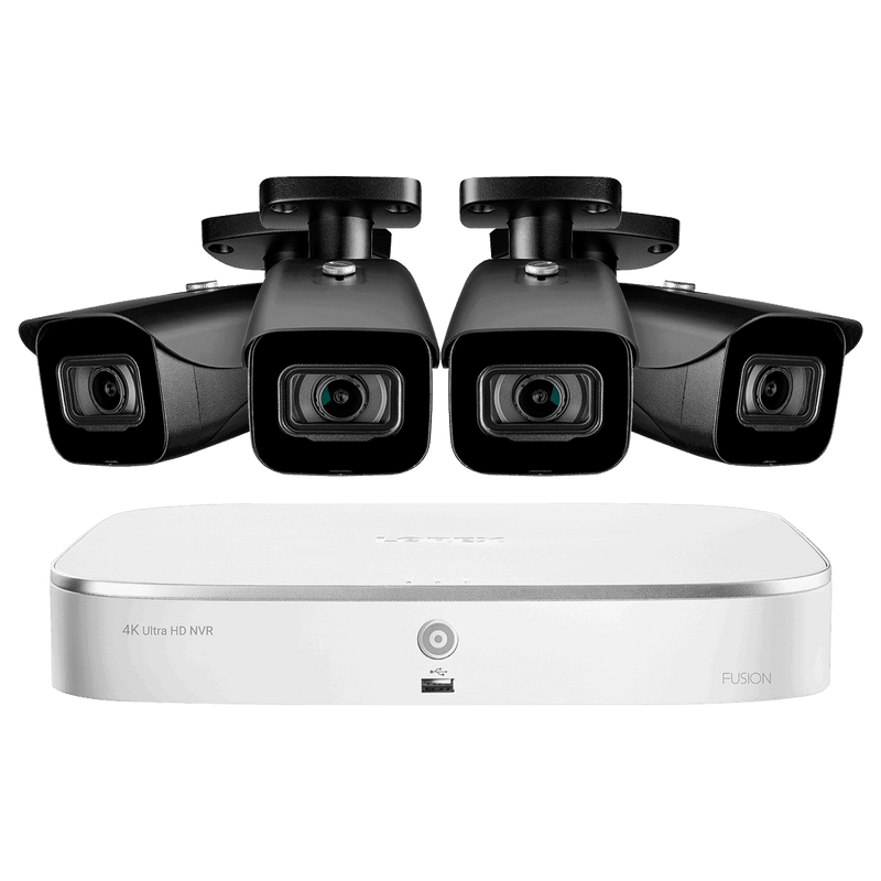 Lorex 8-Channel Fusion NVR System with Four 4K 8MP IP Cameras Security Surveillance System New N4K2-84BB