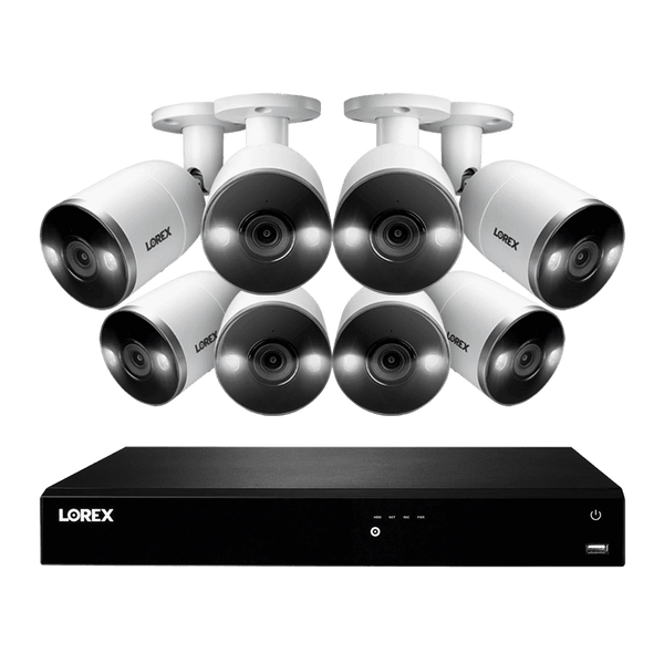 Lorex 16-Channel 4K Ultra HD Fusion NVR IP System with 8 Smart Deterrence Cameras Security Surveillance System New N4K3SD-168WB