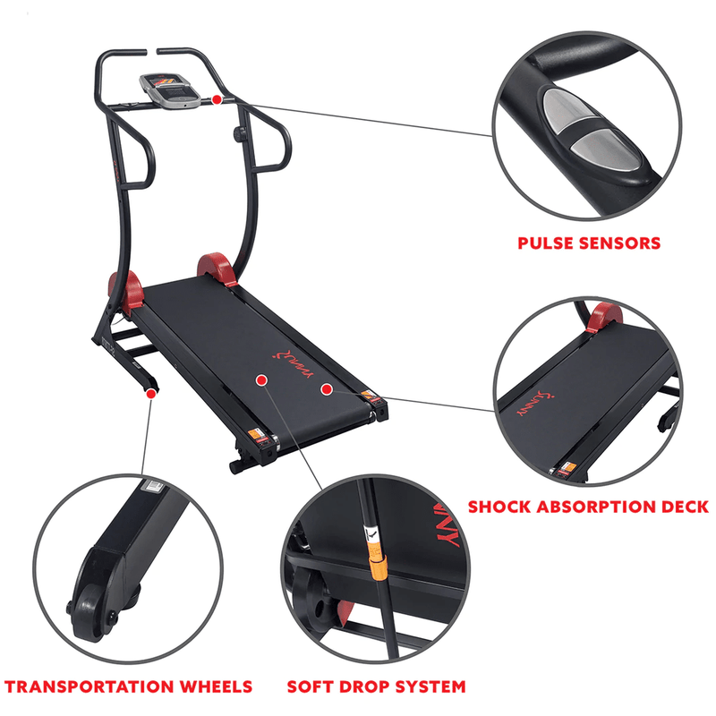 Sunny Health & Fitness Magnetic Training Manual Treadmill