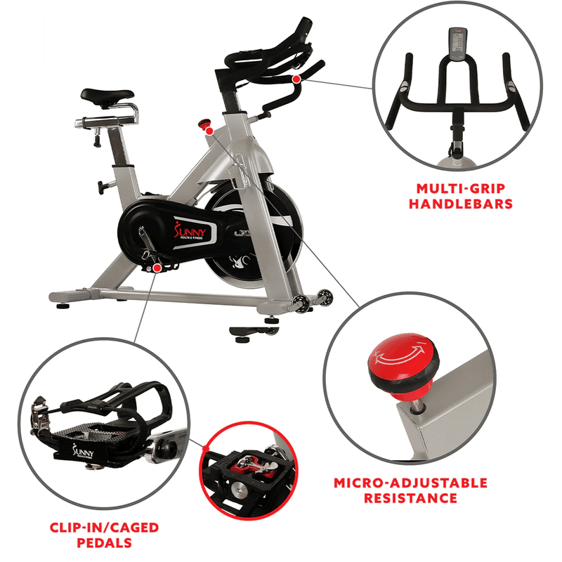 Sunny Health & Fitness Flywheel Belt Drive Commercial Indoor Cycling Bike