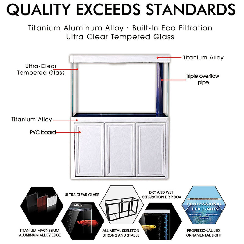 AQUA DREAM 135 GALLON TEMPERED GLASS AQUARIUM WHITE OAK-AD-1260-WO