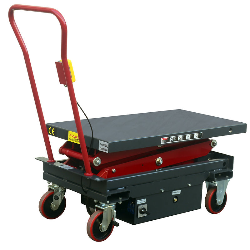 Pake Handling Tools DC Powered Double Scissor Lift Table 2000 lb Capacity 39.75 x 20.5" 19.5 - 57" Height New - PAKLT10