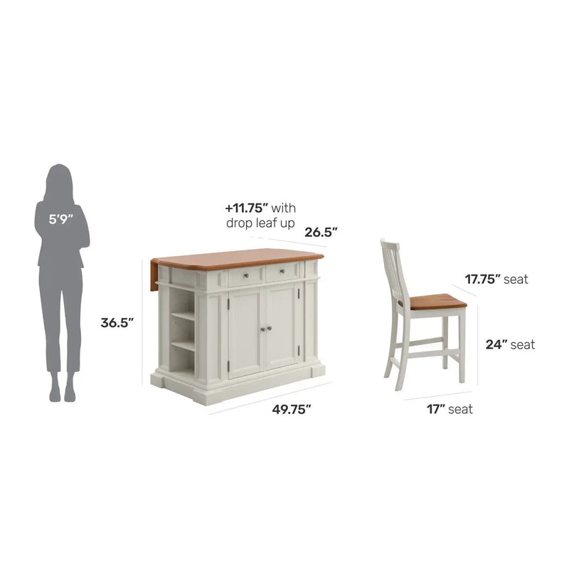 Homestyles Americana Off-White Kitchen Island Set 5002-948.