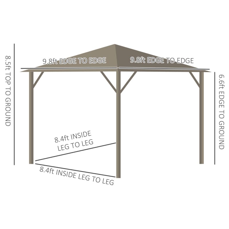 Outsunny 10x10 Hardtop Gazebo with Aluminum Frame - 84C-094V01BN