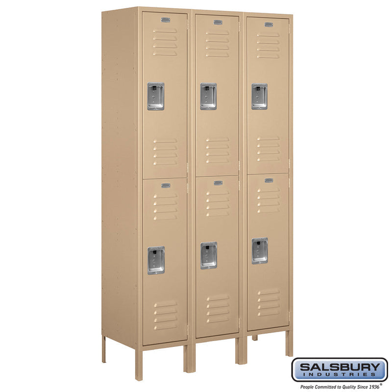 Salsbury 15" Wide Double Tier Standard Metal Lockers - 3 Wide - 52368GY-U