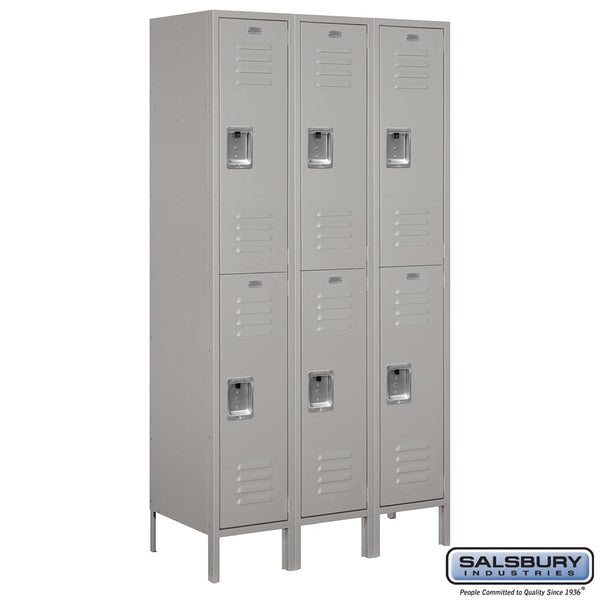 Salsbury 15" Wide Double Tier Standard Metal Lockers - 3 Wide - 52368GY-U