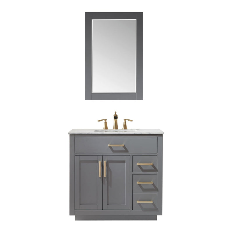 Altair Designs Ivy 36" Single Bathroom Vanity Set with Carrara White Marble Countertop - 531036-WH-CA-NM - Backyard Provider