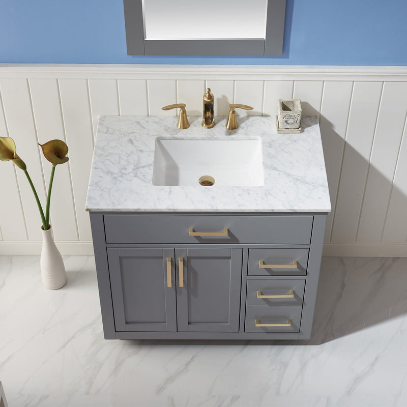 Altair Designs Ivy 36" Single Bathroom Vanity Set with Carrara White Marble Countertop - 531036-WH-CA-NM - Backyard Provider