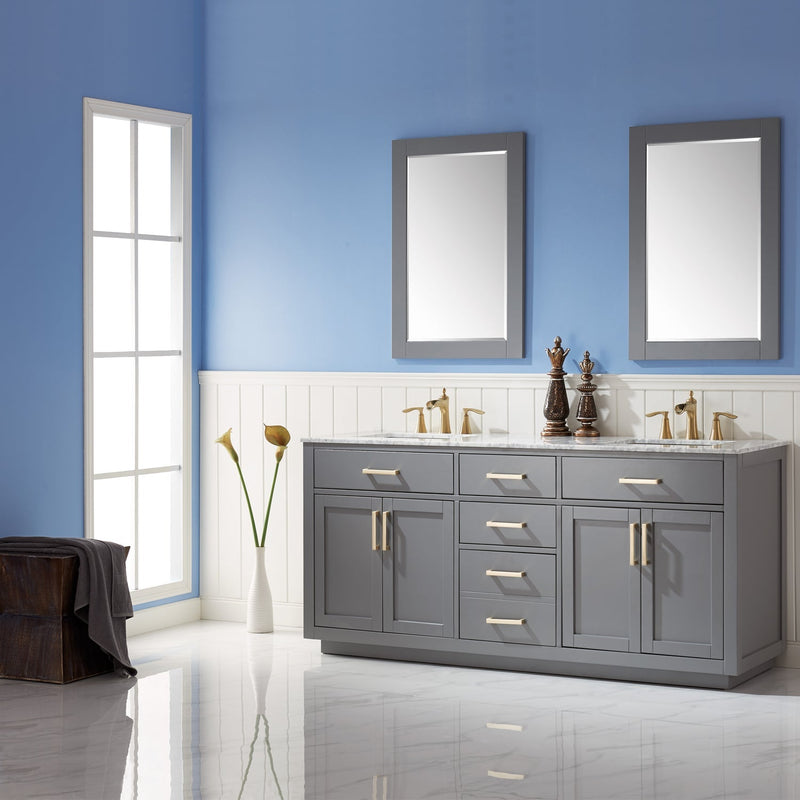 Altair Designs Ivy 72" Double Bathroom Vanity Set with Carrara White Marble Countertop - 531072-WH-CA-NM - Backyard Provider