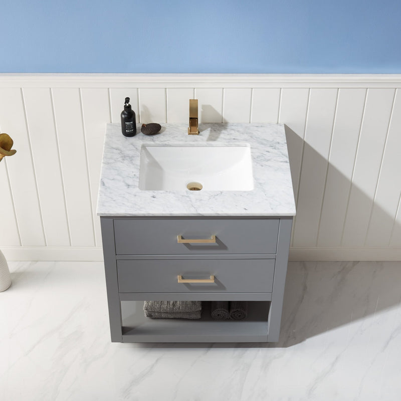 Altair Designs Remi 30" Single Bathroom Vanity Set with Marble Countertop - 532030-WH-CA-NM - Backyard Provider