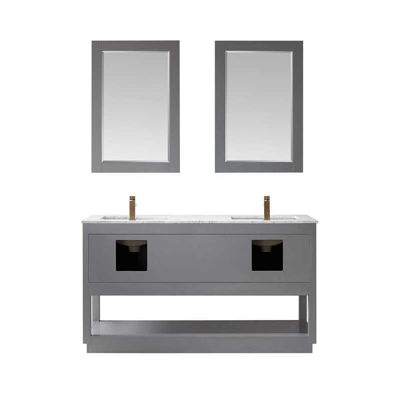 Altair Designs Remi 60" Double Bathroom Vanity Set with Marble Countertop - 532060-WH-CA-NM - Backyard Provider