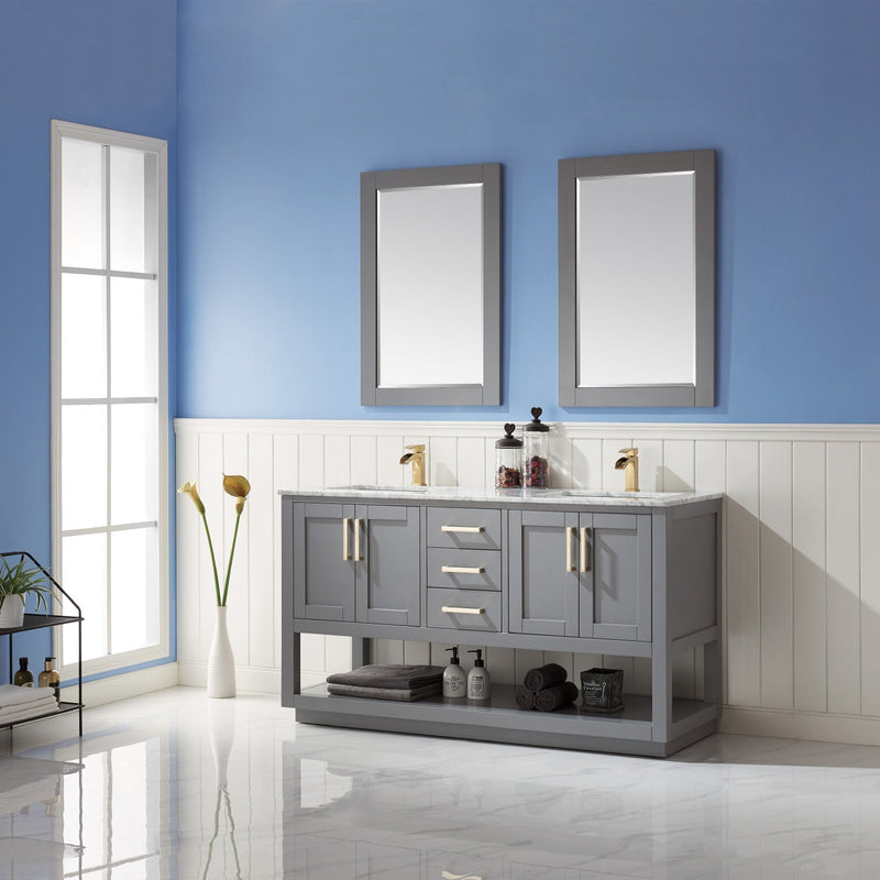 Altair Designs Remi 60" Double Bathroom Vanity Set with Marble Countertop - 532060-WH-CA-NM - Backyard Provider