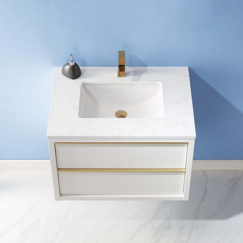 Altair Designs Morgan 30" Single Bathroom Vanity Set in White and Composite Aosta White Stone Countertop - 534030-WH-AW-NM - Backyard Provider