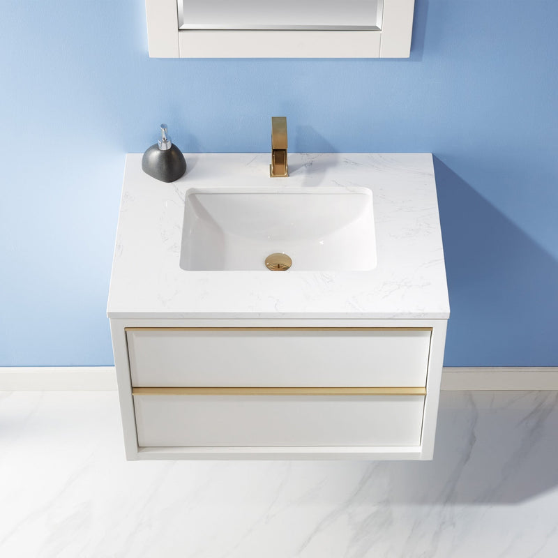 Altair Designs Morgan 30" Single Bathroom Vanity Set in White and Composite Aosta White Stone Countertop - 534030-WH-AW-NM - Backyard Provider