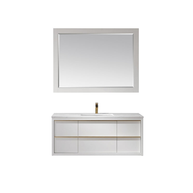 Altair Designs Morgan 48" Single Bathroom Vanity Set in White and Composite Aosta White Stone Countertop - 534048-WH-AW-NM - Backyard Provider