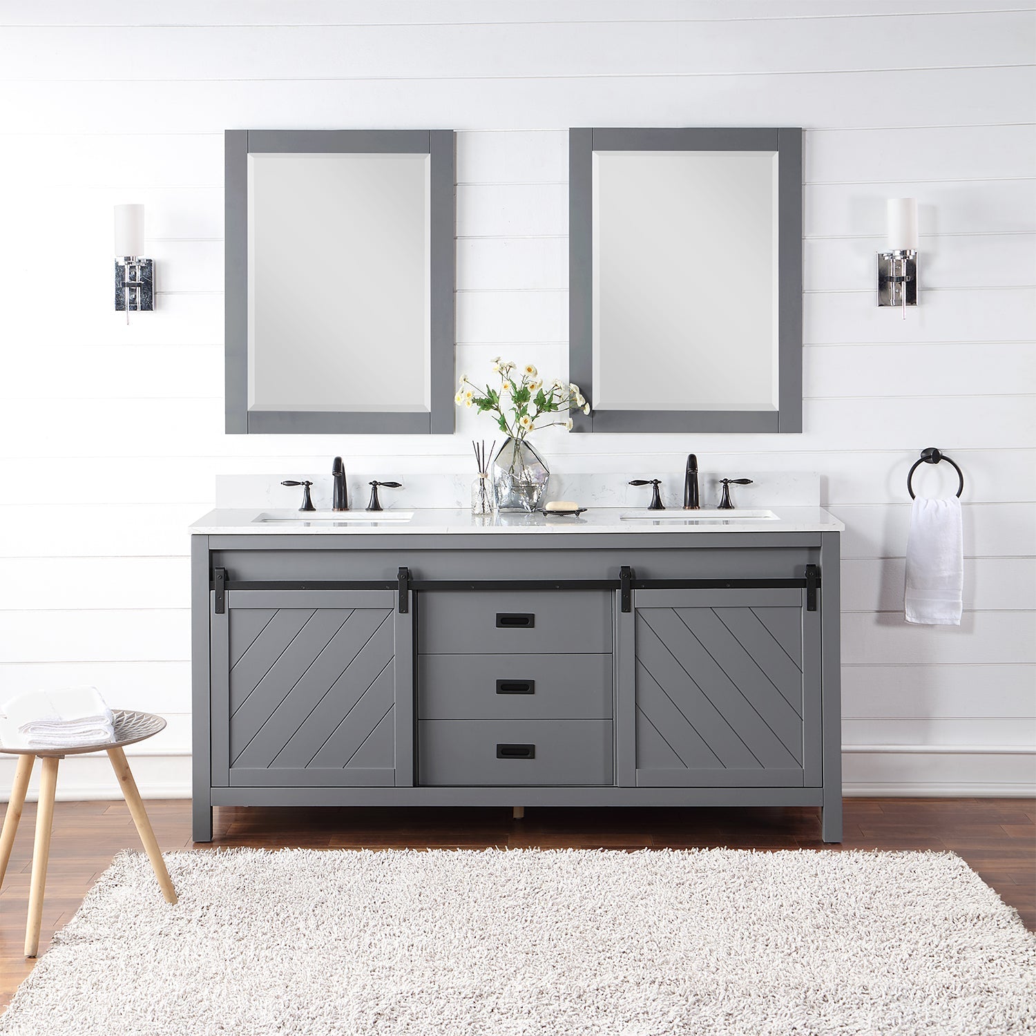 Altair Designs Kinsley 72" Double Bathroom Vanity Set with Aosta White Marble Countertop - 536072-WH-AW-NM - Backyard Provider