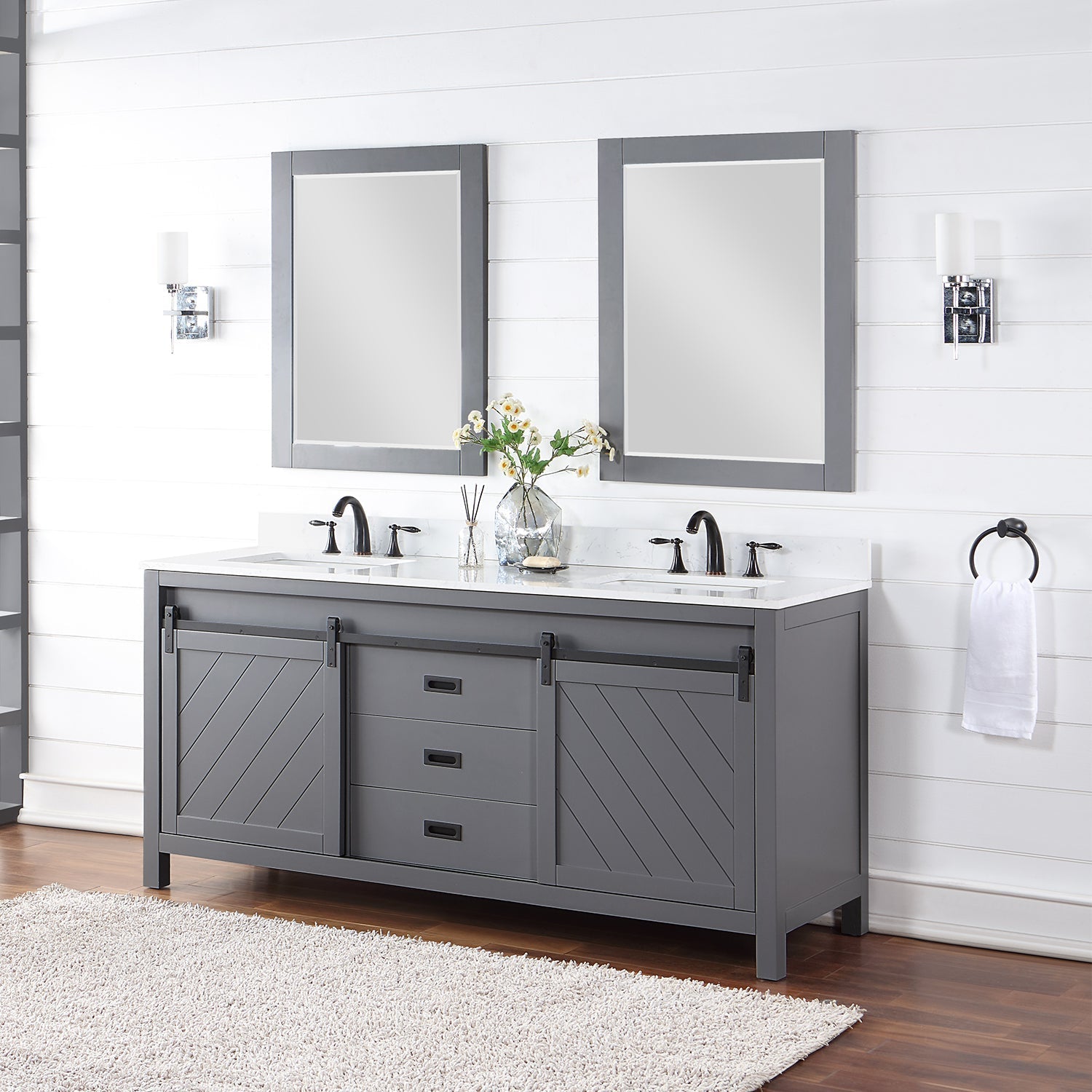 Altair Designs Kinsley 72" Double Bathroom Vanity Set with Aosta White Marble Countertop - 536072-WH-AW-NM - Backyard Provider