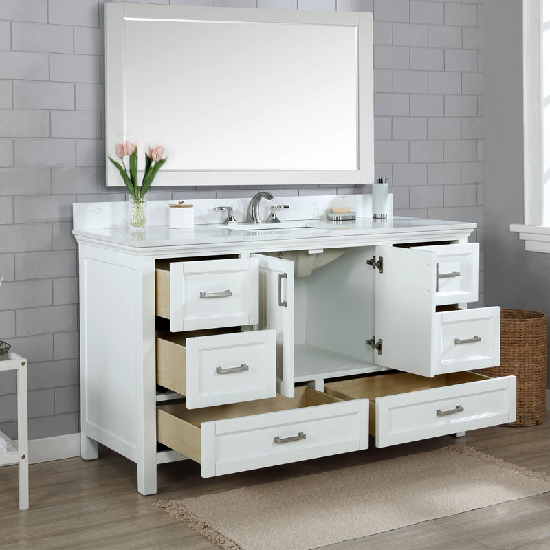 Altair Designs Isla 60" Single Bathroom Vanity Set with White Composite Aosta Marble Countertop - 538060S-WH-AW-NM - Backyard Provider