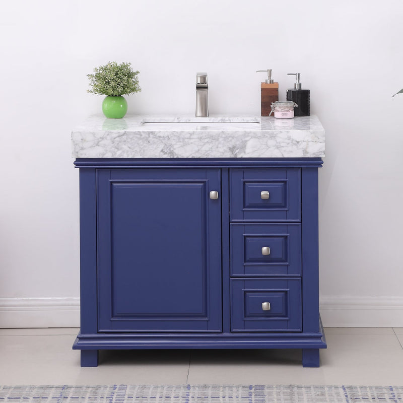 Altair Designs Jardin 36" Single Bathroom Vanity Set with Carrara White Marble Countertop - 539036-WH-CA-NM - Backyard Provider