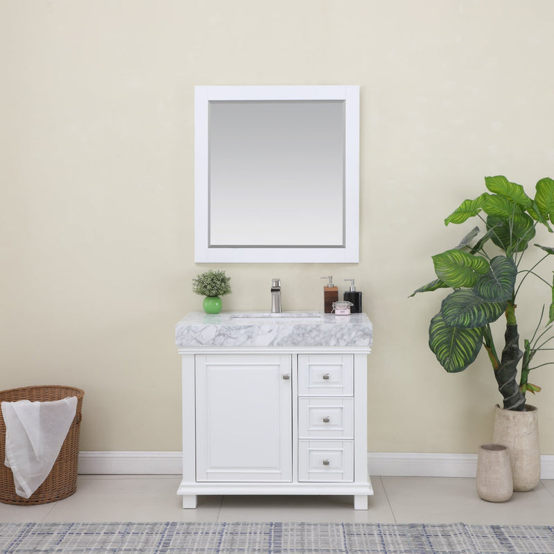 Altair Designs Jardin 36" Single Bathroom Vanity Set with Carrara White Marble Countertop - 539036-WH-CA-NM - Backyard Provider