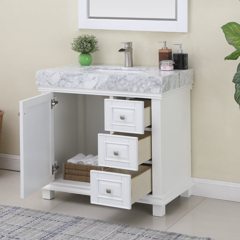 Altair Designs Jardin 36" Single Bathroom Vanity Set with Carrara White Marble Countertop - 539036-WH-CA-NM - Backyard Provider