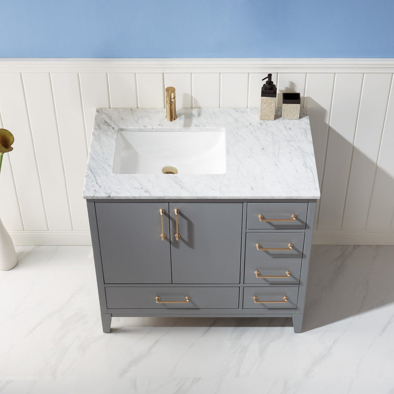 Altair Designs Sutton 36" Single Bathroom Vanity Set with Marble Countertop - 541036-WH-CA-NM - Backyard Provider