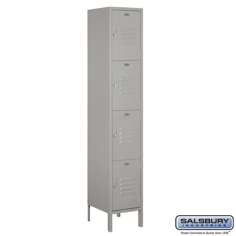 Salsbury 15" Wide Four Tier Standard Metal Locker - 1 Wide - 54165GY-U