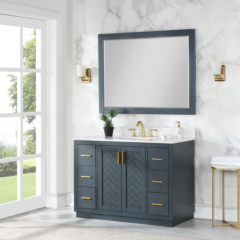 Altair Designs Gazsi 48" Single Bathroom Vanity Set with Grain White Composite Stone Countertop - 543048-BN-GW-NM - Backyard Provider