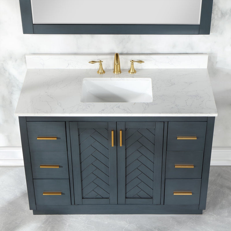 Altair Designs Gazsi 48" Single Bathroom Vanity Set with Grain White Composite Stone Countertop - 543048-BN-GW-NM - Backyard Provider