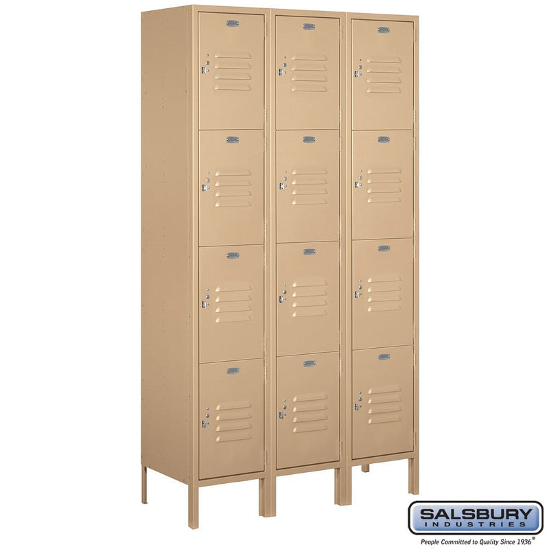 Salsbury 15" Wide Four Tier Standard Metal Locker - 3 Wide - 54365GY-U