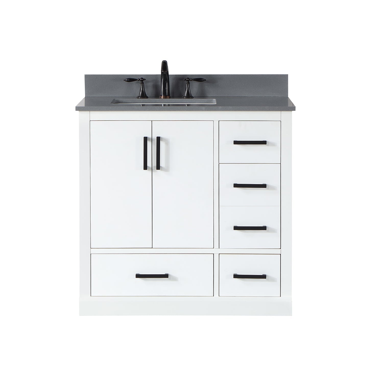 Altair Designs Monna 36" Single Bathroom Vanity Set with Aosta White Composite Stone Countertop - 544036-WH-CG-NM - Backyard Provider