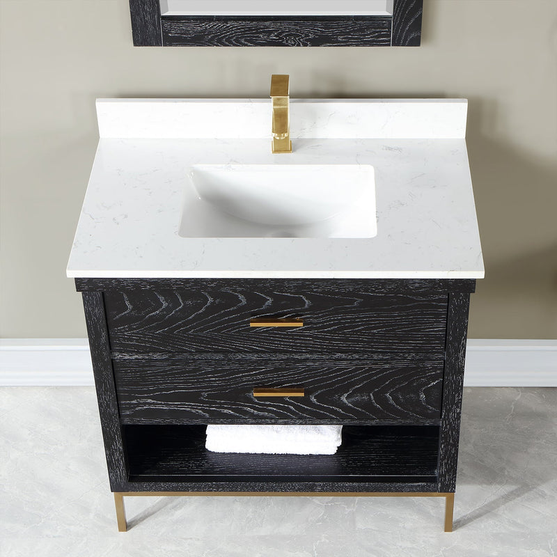 Altair Designs Kesia 36" Single Bathroom Vanity Set with Aosta White Composite Stone Countertop - 545036-WH-AW-NM - Backyard Provider