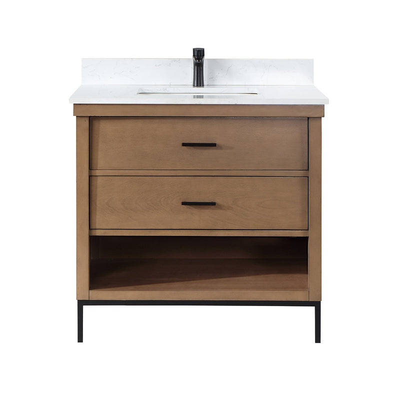 Altair Designs Kesia 36" Single Bathroom Vanity Set with Aosta White Composite Stone Countertop - 545036-WH-AW-NM - Backyard Provider