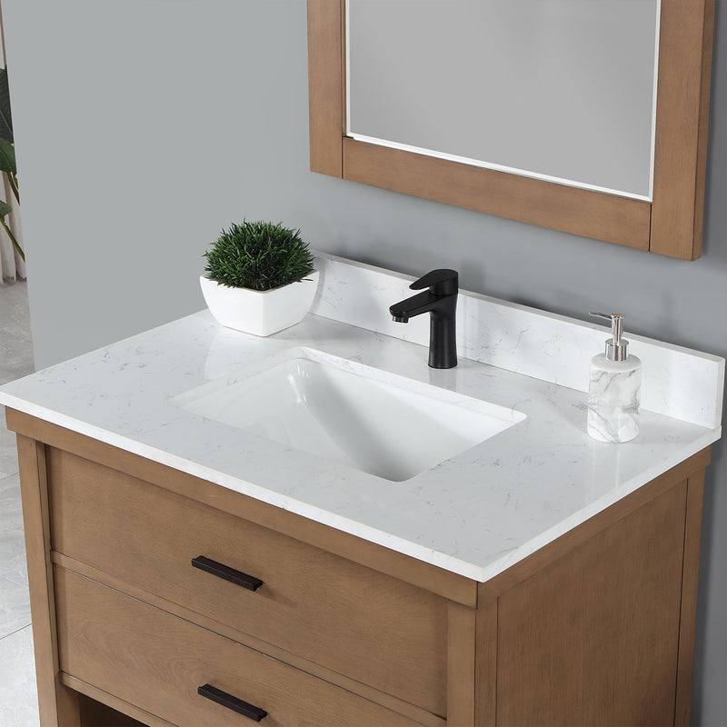 Altair Designs Kesia 36" Single Bathroom Vanity Set with Aosta White Composite Stone Countertop - 545036-WH-AW-NM - Backyard Provider