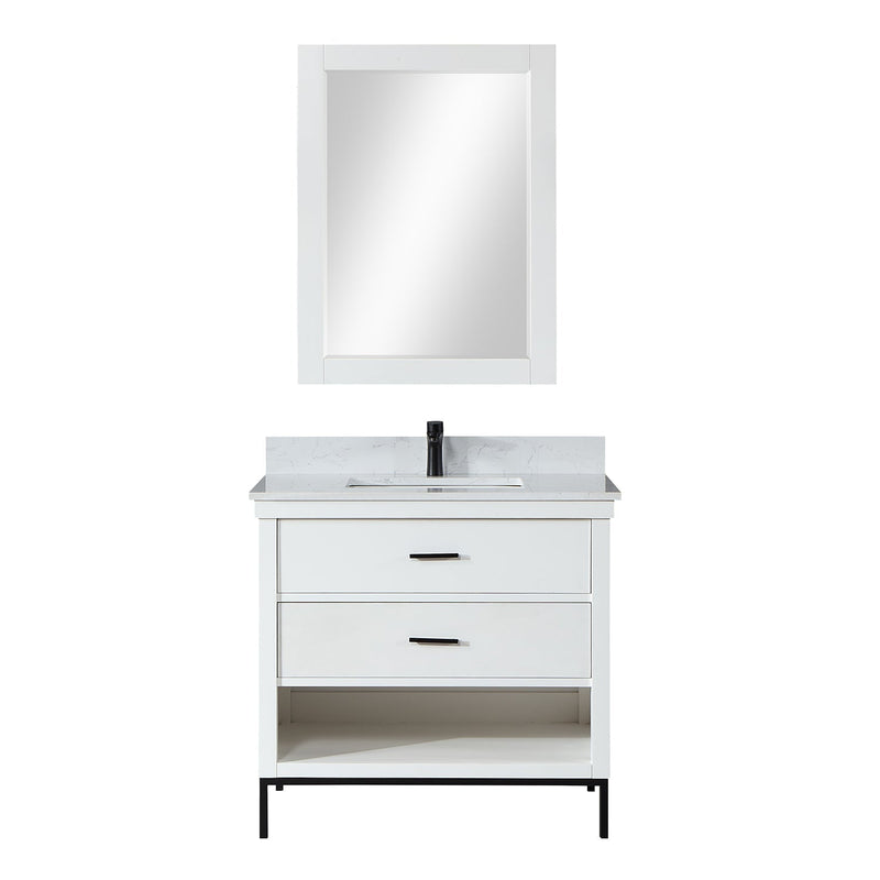 Altair Designs Kesia 36" Single Bathroom Vanity Set with Aosta White Composite Stone Countertop - 545036-WH-AW-NM - Backyard Provider