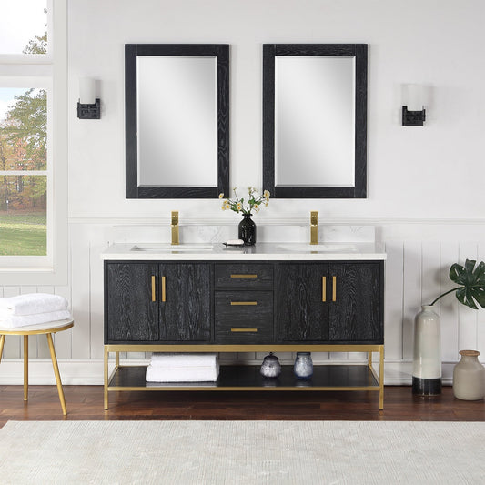 Altair Designs Wildy 60" Double Bathroom Vanity Set with Grain White Composite Stone Countertop - 546060-WO-GW-NM - Backyard Provider