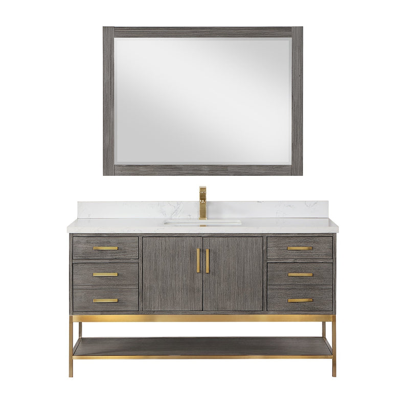 Altair Designs Wildy 60" Single Bathroom Vanity Set with Grain White Composite Stone Countertop - 546060S-WO-GW-NM - Backyard Provider