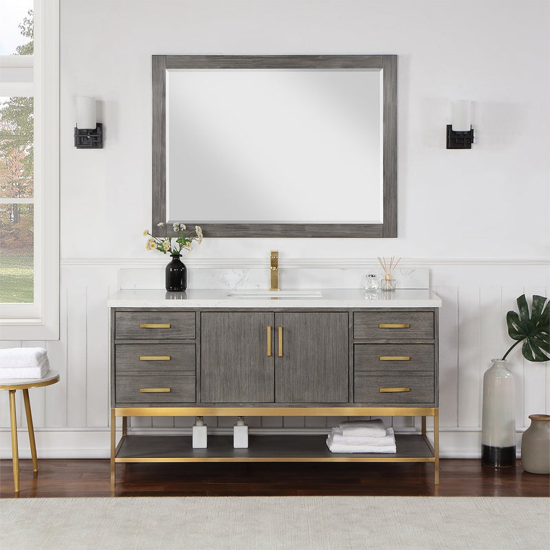 Altair Designs Wildy 60" Single Bathroom Vanity Set with Grain White Composite Stone Countertop - 546060S-WO-GW-NM - Backyard Provider