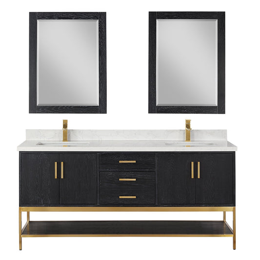 Altair Designs Wildy 72" Double Bathroom Vanity Set with Grain White Composite Stone Countertop - 546072-WO-GW-NM - Backyard Provider