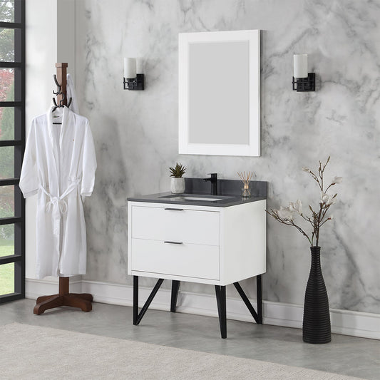 Altair Designs Helios 30" Single Bathroom Vanity Set with Concrete Gray Stone Countertop - 548030-WP-CG-NM - Backyard Provider