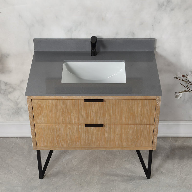 Altair Designs Helios 36" Single Bathroom Vanity Set with Concrete Gray Stone Countertop - 548036-WP-CG-NM - Backyard Provider